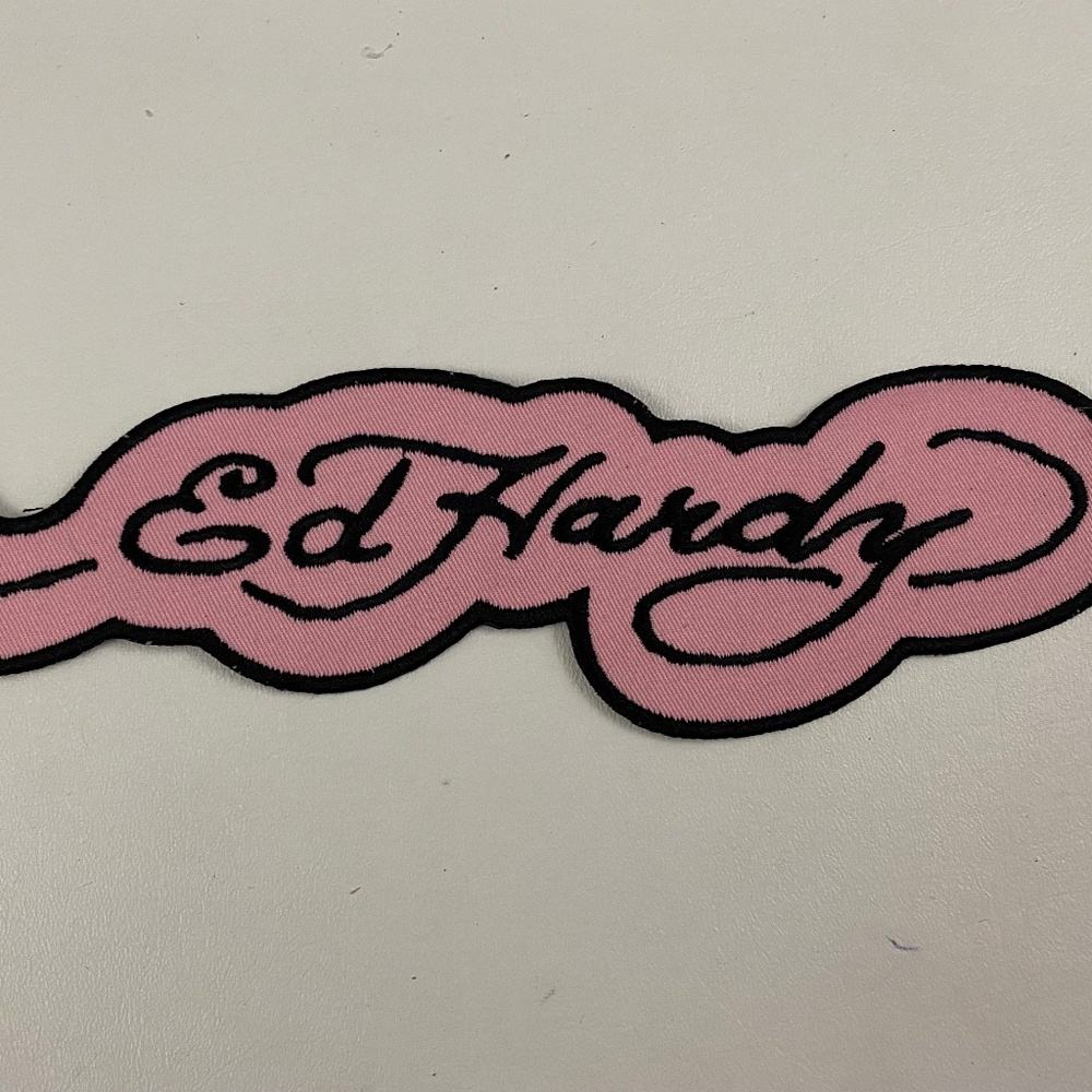 Ed Hardy Pink Iron on Patch Appliqué Embroidered Sewing (Large)